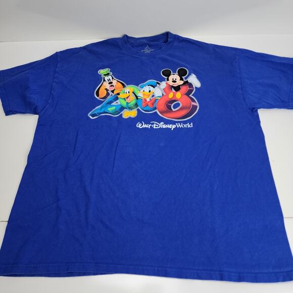 Walt Disney World 2008 Characters Front Blue Short Sleeve T-Shirt Men's Size XL - Picture 1 of 4